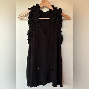 Zimmermann Silk Blouse Top with Ruffle Neck Sleeve Sleeveless Black S